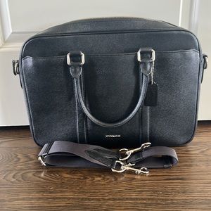 Black leather Coach Perry Slim briefcase